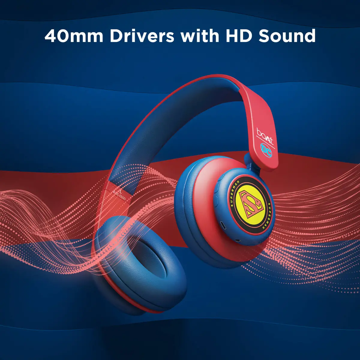 Boat Rockerz 450 Superman Dc Edition | Wireless Bluetooth Headphone With 40Mm Dynamic Drivers, Upto 15 Hours Playback, Adaptive Headband 2