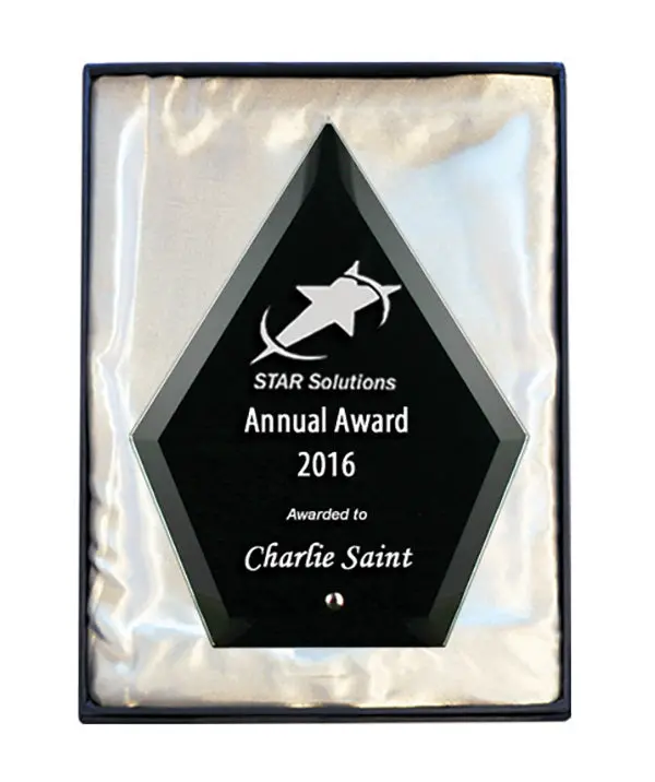 Custom Laser-Engraved Glass Plaque Featuring Arrow Motif