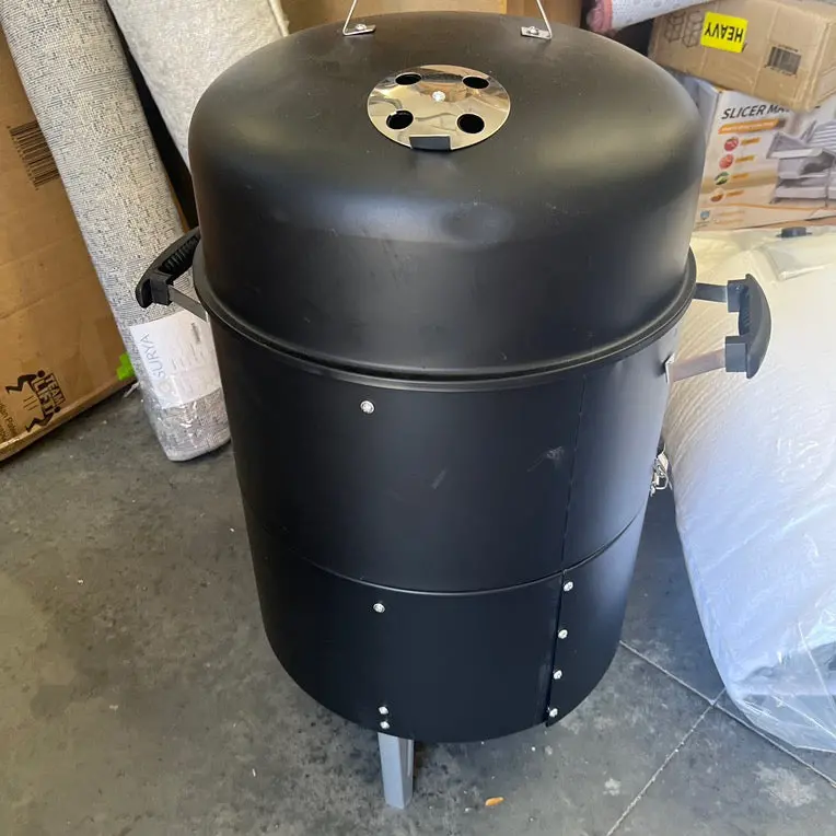 Realcook Vertical 17 Inch Steel Charcoal Smoker, Heavy Duty Round Bbq Grill For Outdoor Cooking, Black 1