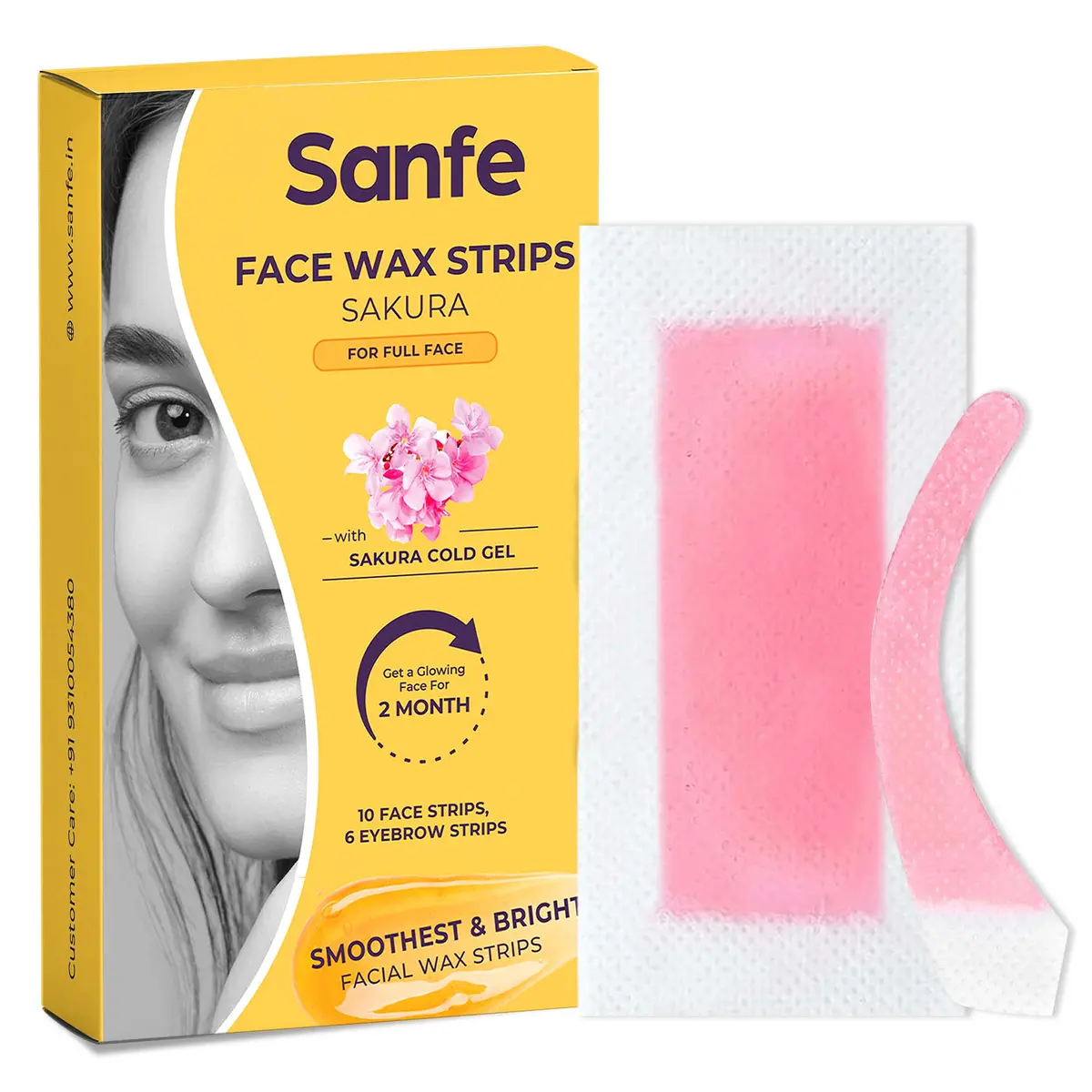 Sanfe Facial Wax Strips Sakura | Convenient, Precise, And Long-Lasting Hair Removal For Delicate Face Skin | Enriched With Sakura Cold Gel 1