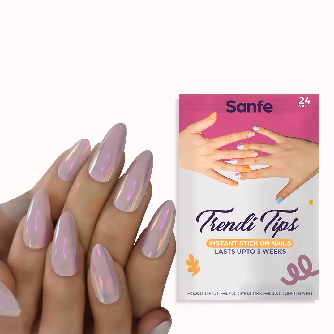 Sanfe Instant Stick On Nails - Violet Chrome- 24Pcs 1