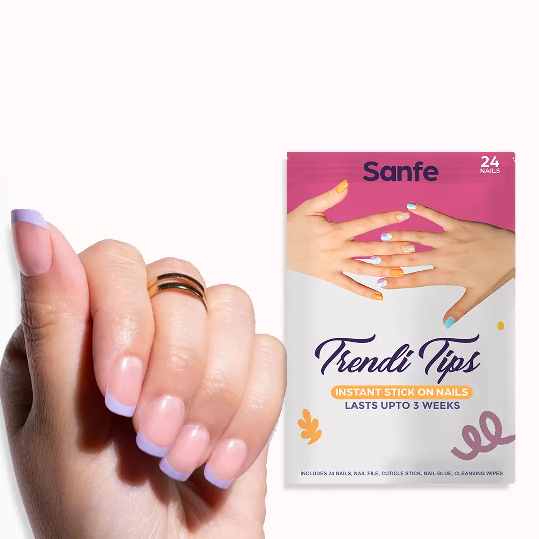 Sanfe Instant Stick On Nails - Pink French - 24  Pcs 1