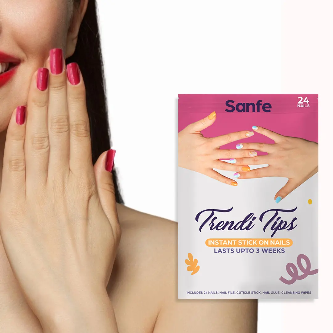 Sanfe Instant Stick On Nails - Heart -24Pcs 1