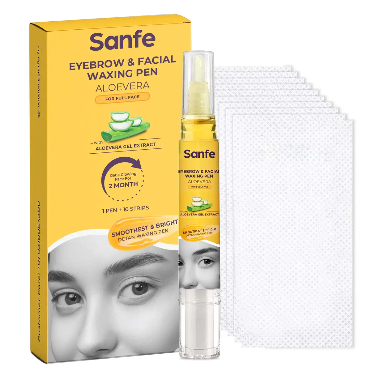 Sanfe Eyebrow & Facial Waxing Pen For Women 1 Pen + 10 Strips 1