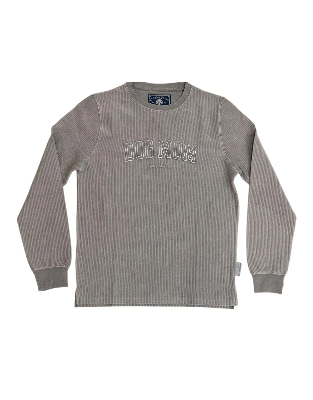 Dog Mom Corduroy Crewneck, Pearl Grey 1