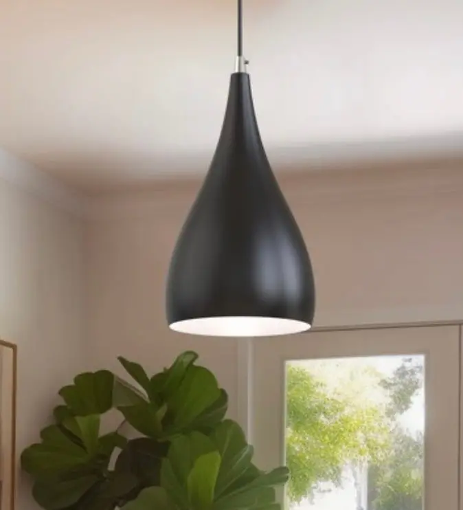 1-Light Black Pendant, Modern Style 1