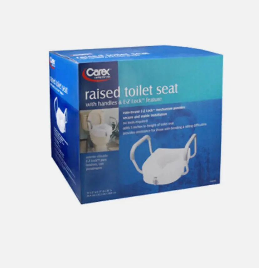 Carex Health Brands Ez Lock Raised Toilet Seat With Handles 1
