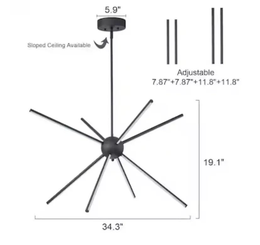 Edislive 8-Light Black Modern/Contemporary Led Dry Rated Chandelier 1