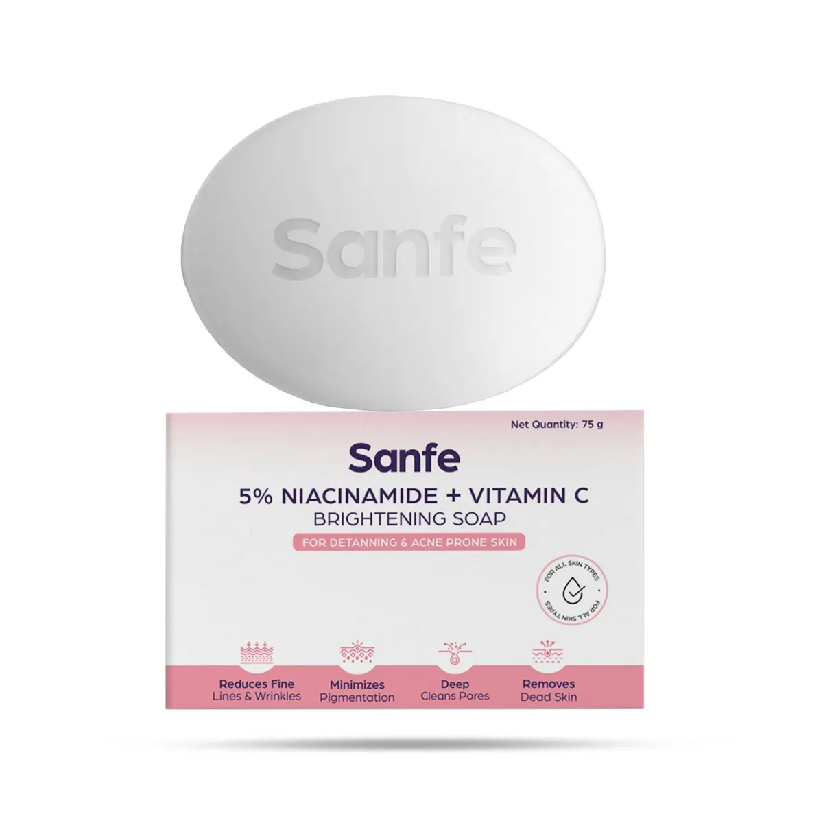Sanfe 5% Niacinamide & Vitamin C Brightening Soap 1
