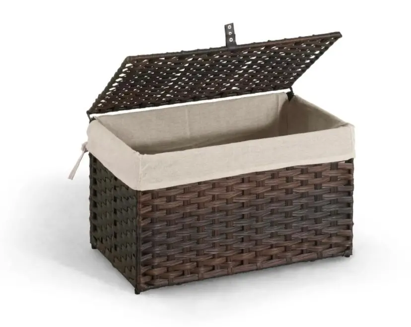Caphaus Handwoven Storage Basket W/Lid And Handles 1