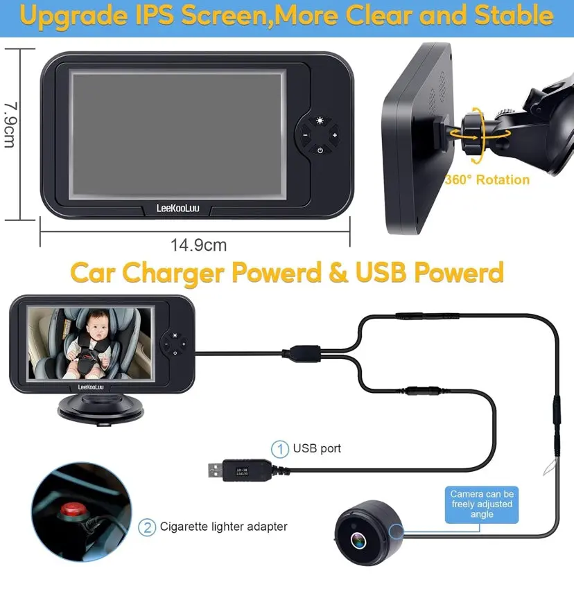 Leekooluu Baby Car Camera For Backseat 1080P - Hd Night Vision 1