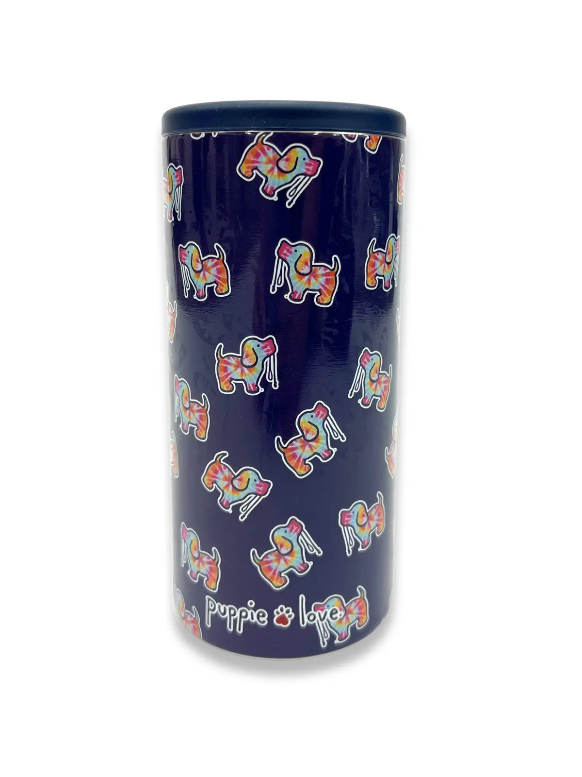 Navy Tie Dye Pup Slim Can Cooler 1