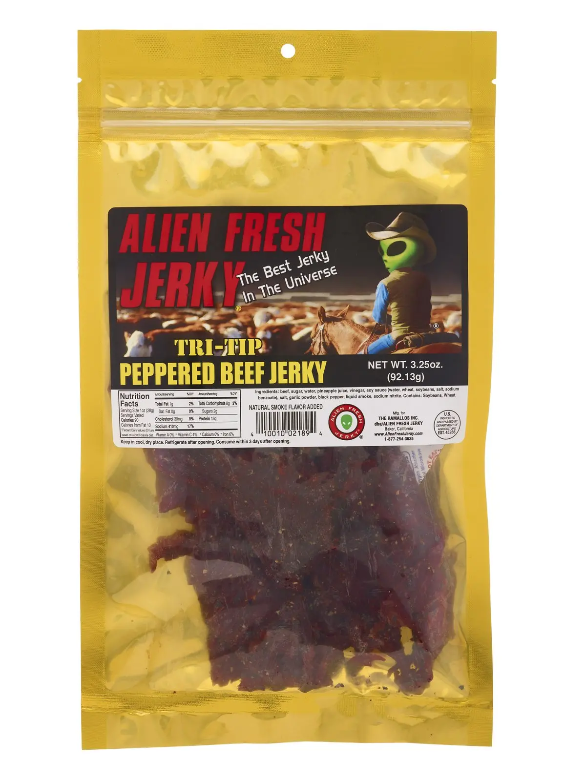 Alien Fresh Beef Jerky Peppered 3.25Oz 1