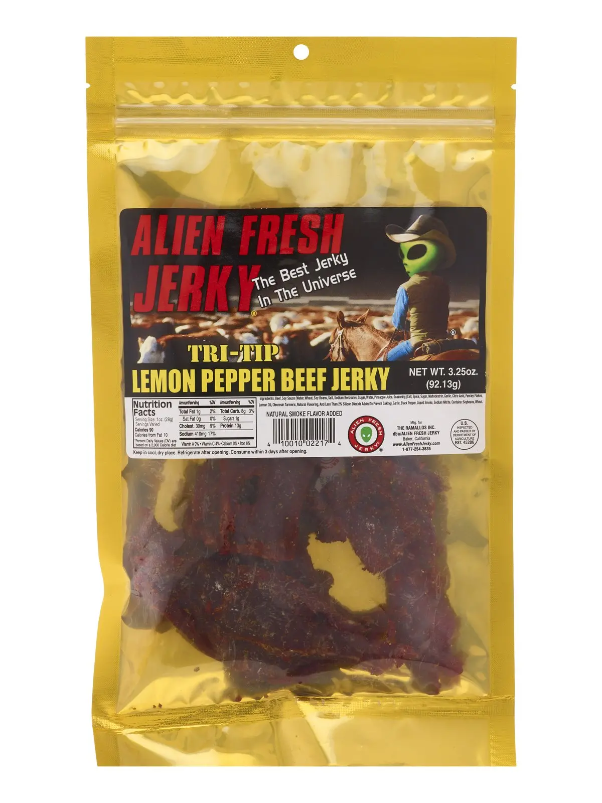 Alien Fresh Beef Jerky Lemon Pepper 3.25Oz 1