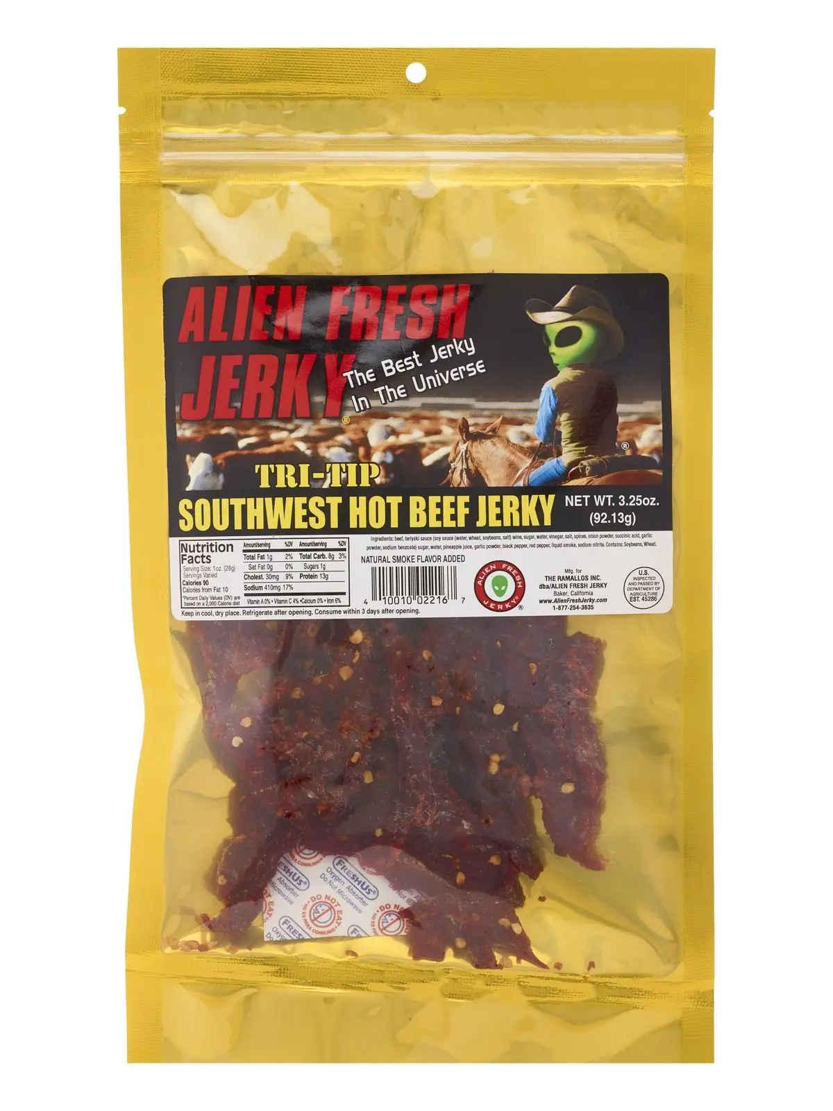 Alien Fresh Beef Jerky Southwest Hot 3.25Oz 1