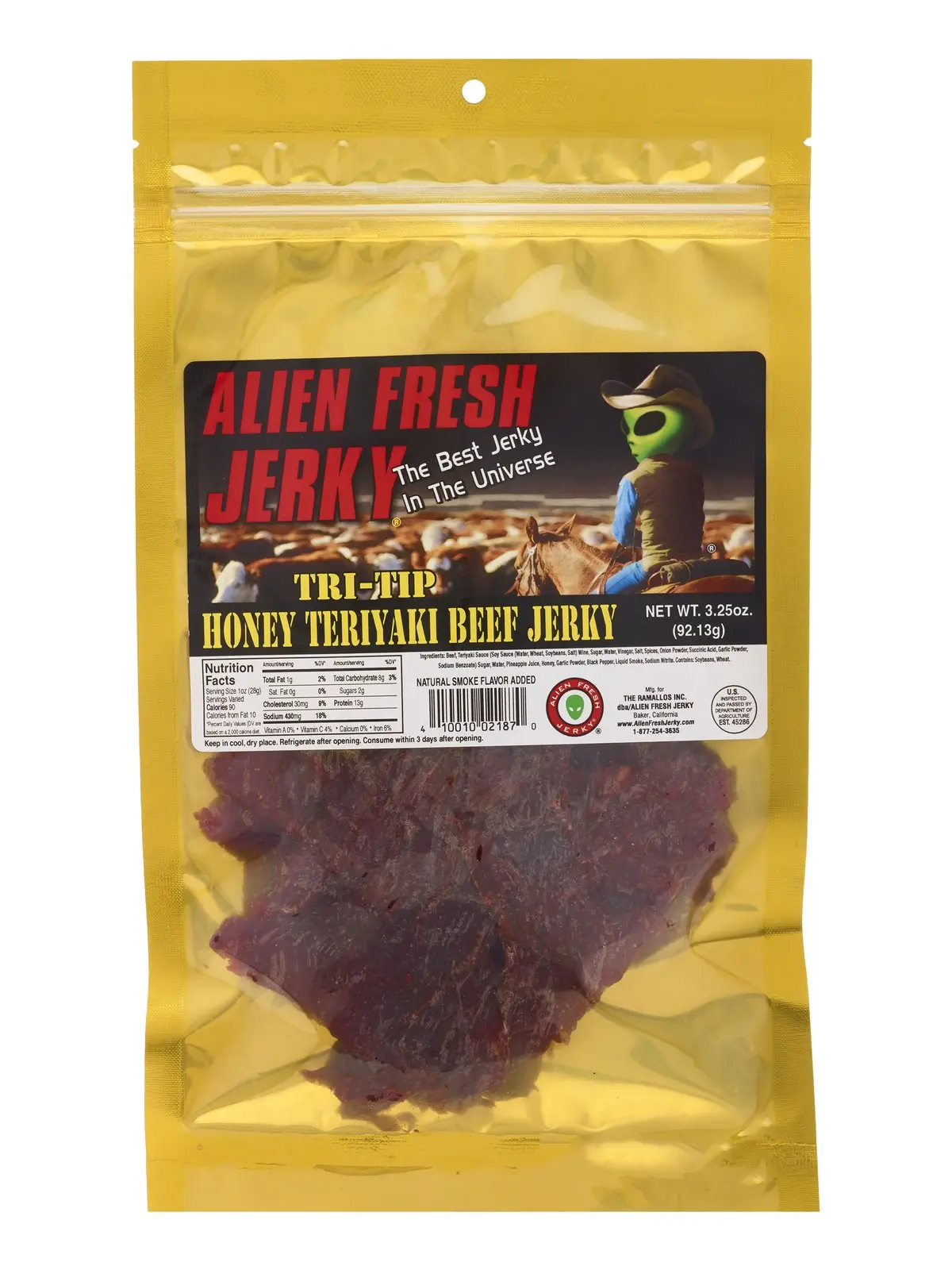 Alien Fresh Beef Jerky Honey Teriyaki 3.25Oz 1