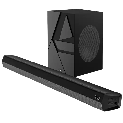 Boat Aavante Bar Quake | 200W Rms Boat Signature Sound, 2.1 Channel Soundbar With Wired Subwoofer, Entertainment Eq Modes, Bluetooth V5.3, Usb, Aux, Hdmi (Arc) 1