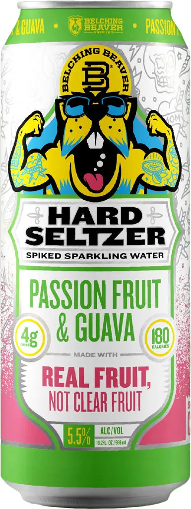 Belching Beaver Passionfruit & Guava Seltzer 19.2Oz Can 1