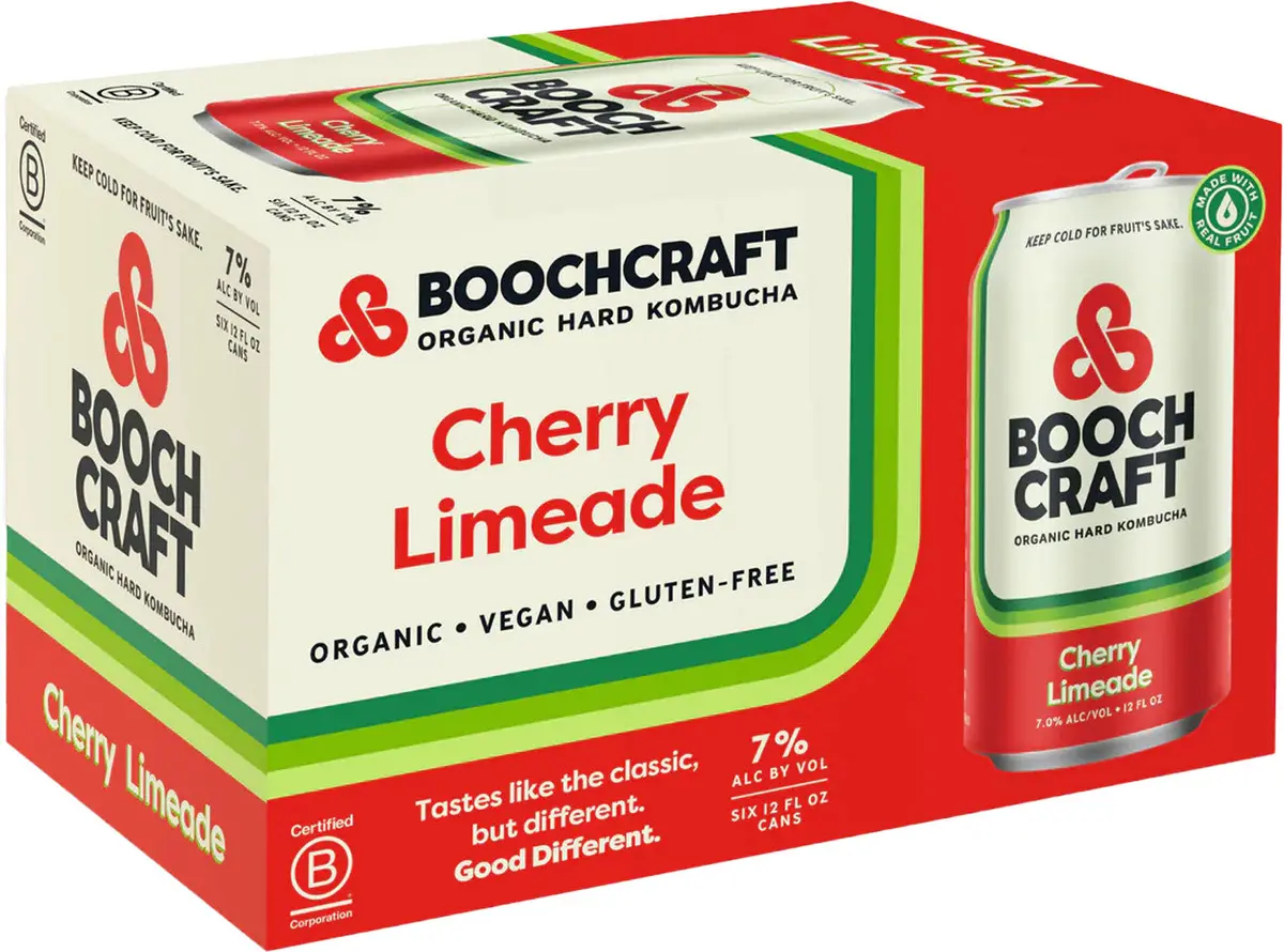 Boochcraft Cherry Limeade Kombucha 6Pk Cans 1
