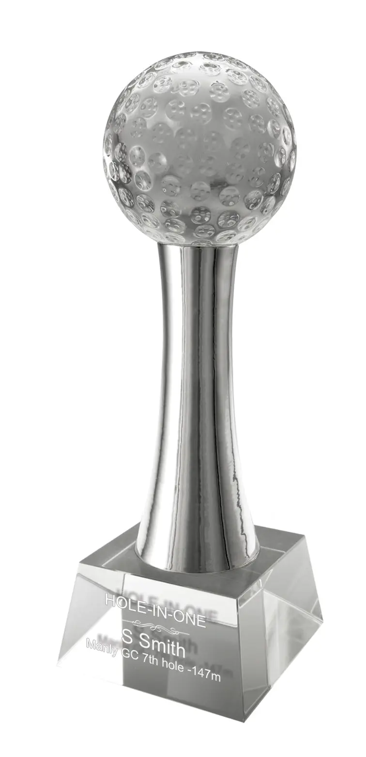 Crystal Golf Ball On Silver Stand 1