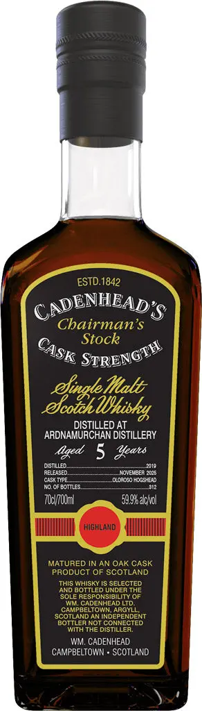 Cadenhead Chairman's Stock C.S. Ardnamurchan Single Malt Whiskey 5 Year Old 2019 700Ml 1