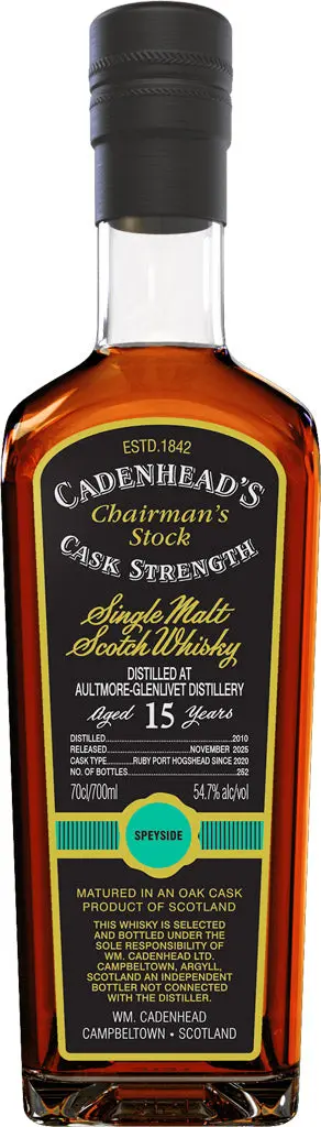 Cadenhead Chairman's Stock C.S. Aultmore-Glenlivet Single Malt Whiskey 15 Year Old 2010 700Ml 1