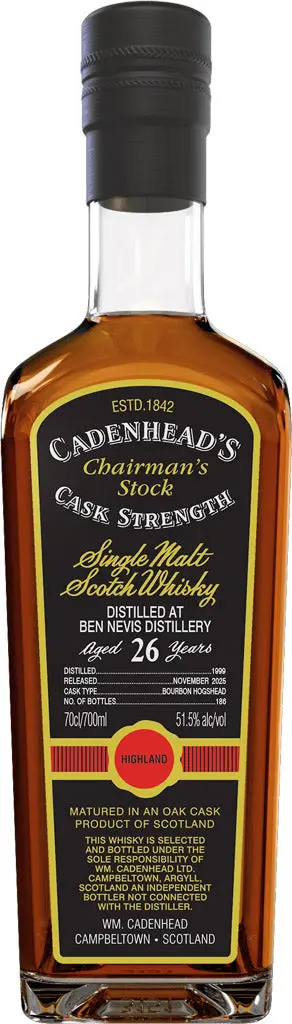Cadenhead Chairman's Stock C.S. Ben Nevis Single Malt Whiskey 26 Year Old 1999 700Ml 1