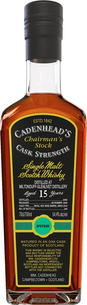 Cadenhead Chairman's Stock C.S. Miltonduff-Glenlivet Single Malt Whiskey 15 Year Old 2009 700Ml 1