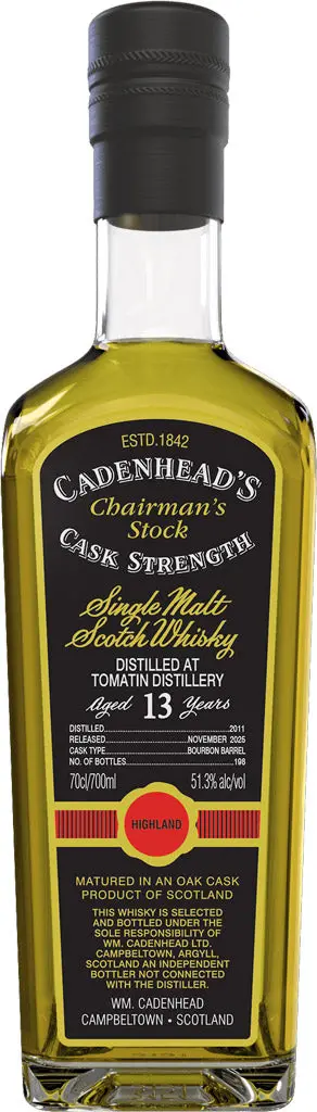 Cadenhead Chairman's Stock C.S. Tomatin Single Malt Whiskey 13 Year Old 2011 700Ml 1