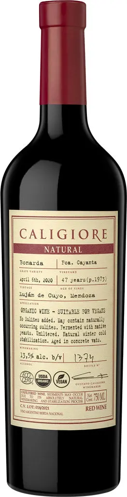 Caligiore Natural Bonarda 2020 750Ml 1