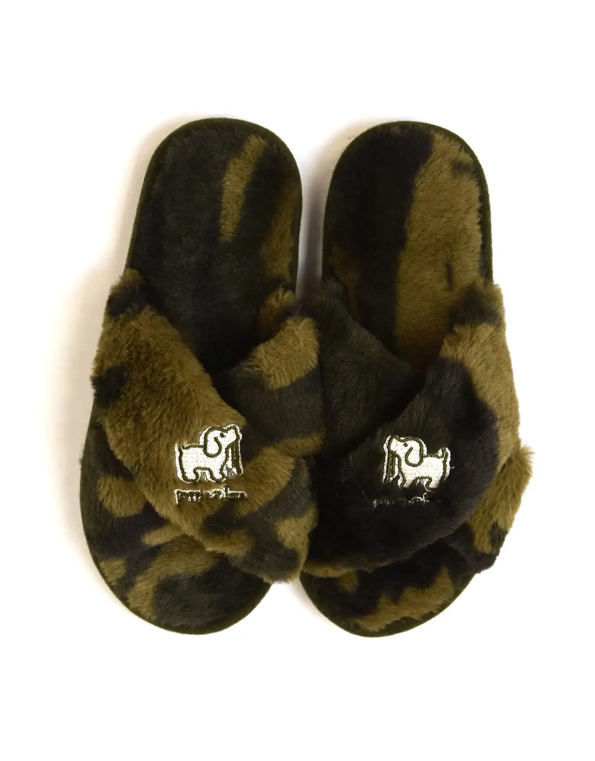 Criss Cross Slippers, Green Camo 1