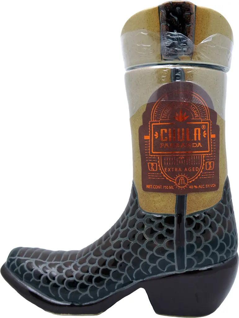 Chula Parranda Tequila Extra Aged (Anejo) Ceramic Boot 750Ml 1