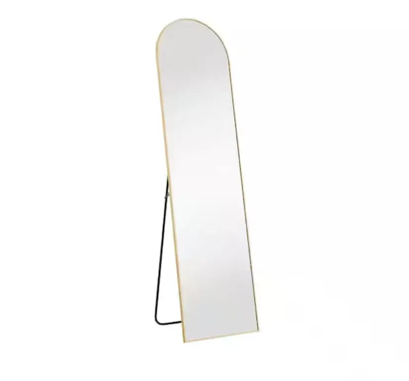 16 In. W X 59 In. H Aluminum Alloy Frame Gold Arched Floor Mirror 1