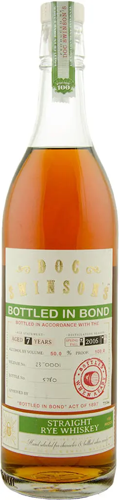 Doc Swinson Bottled In Bond Straight Rye Whisey 7 Year Old 750Ml 1