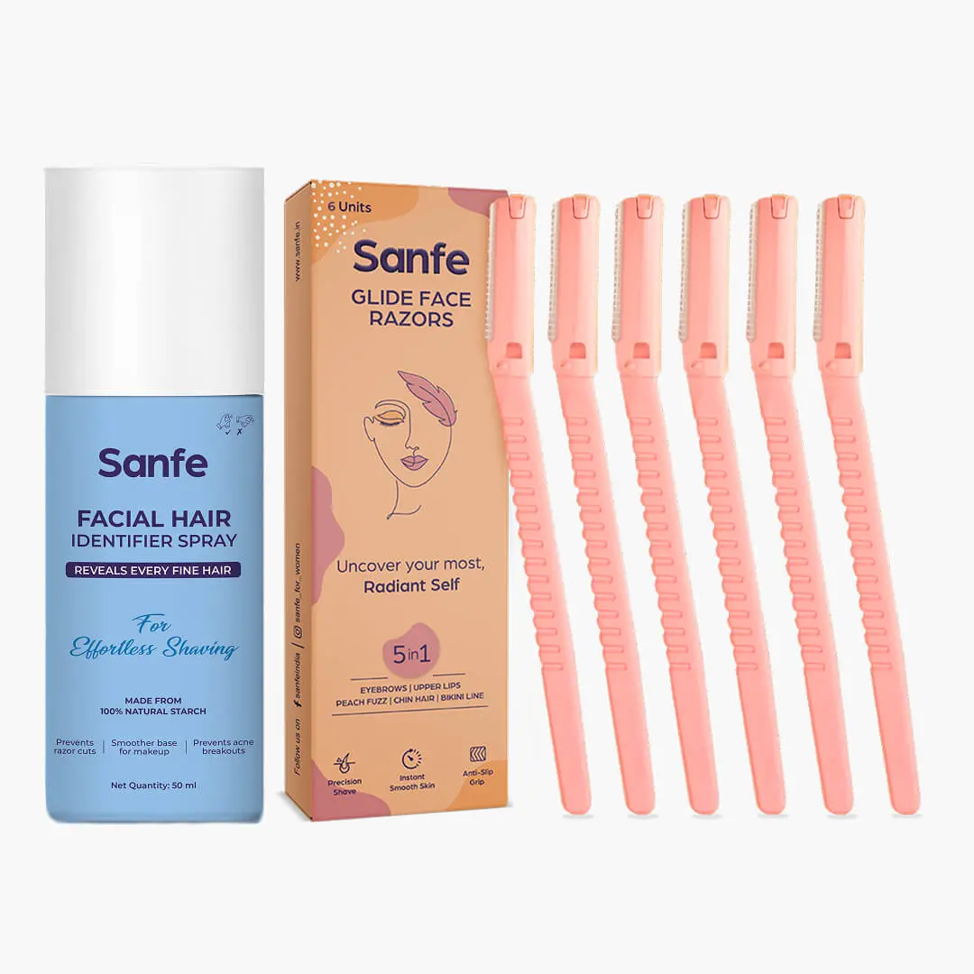 Sanfe Facial Hair Removal Combo | Hair Identifier Spray + Glide Face Razor 1