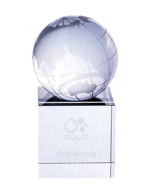 Crystal World Globe On Crystal Block 1
