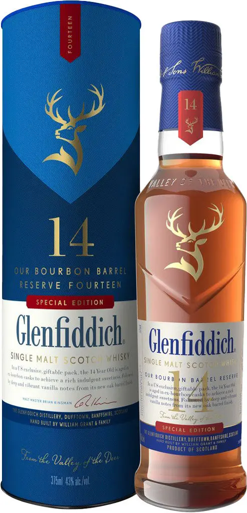Glenfiddich 14 Year Old Bourbon Barrel Reserve Single Malt Whisky 375Ml 1