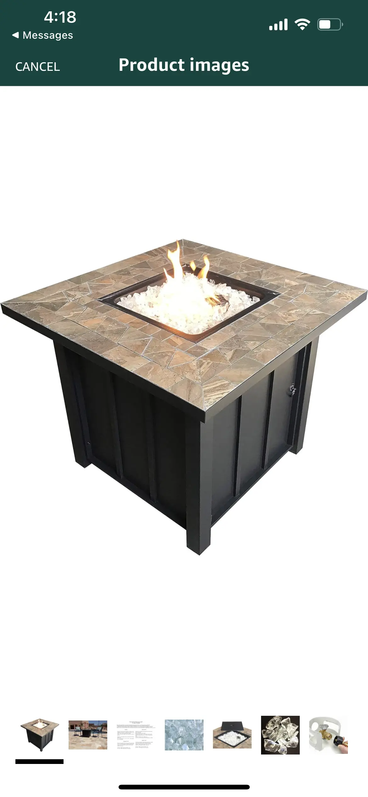 Hiland Afp-Stt Outdoor Patio 40,000 Btu 30X30 Inch Square Tile Table Top Propane Fire Pit And Fire Glass 1