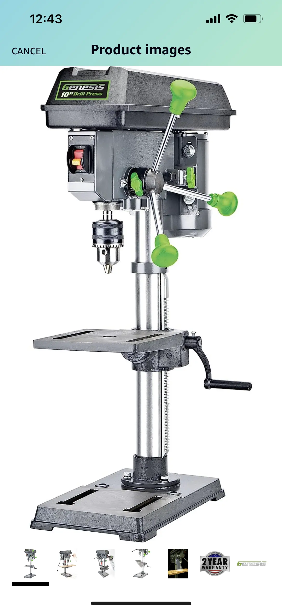 Genesis Gdp1005a 10" 5-Speed 4.1 Amp Drill Press With 5/8" Chuck, Integrated Led Work Light, And Table That Rotates 360° And Tilts 0-45° 1