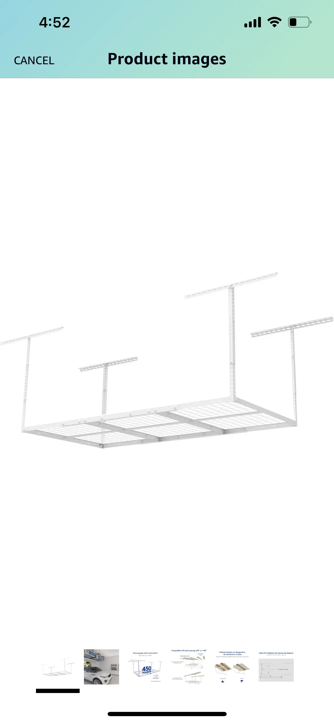 Fleximounts 4X6 Overhead Garage Storage Adjustable Ceiling Storage Rack, 72" Length X 48" Width X 40" Height, White 1