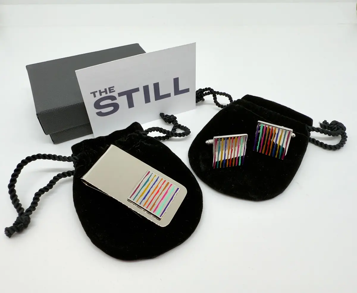 Wall Design Cufflinks And Money Clip 1