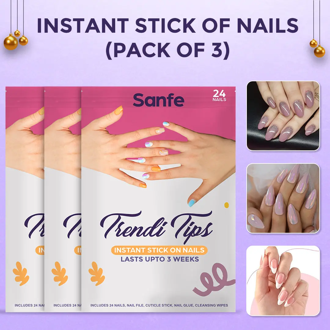 Sanfe Instant Stick On Nails - Pack Of 3 1