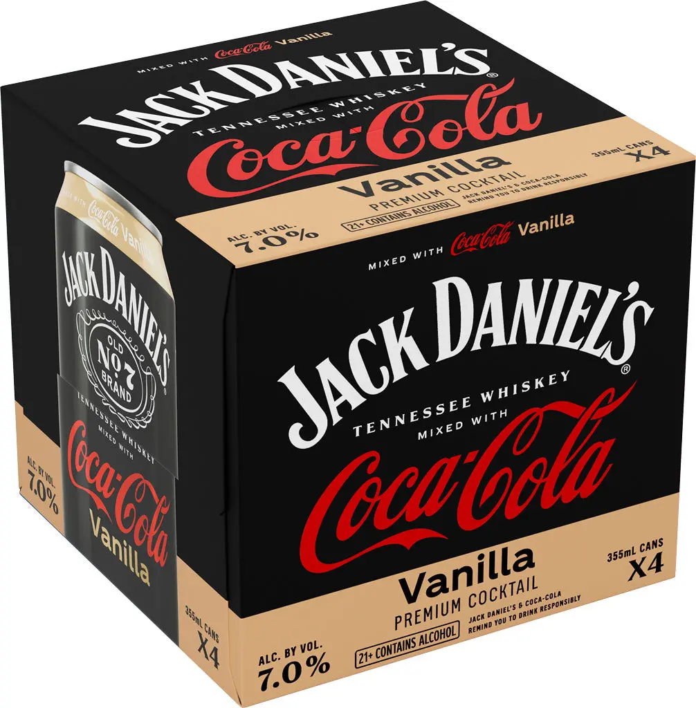 Jack Daniel's With Coca Cola Vanilla Cockatil 4Pk Cans 1