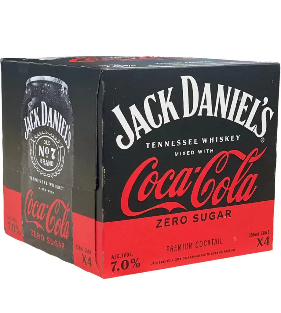 Jack Daniel's With Coca Cola Zero Sugar Cocktail 4Pk Cans 1