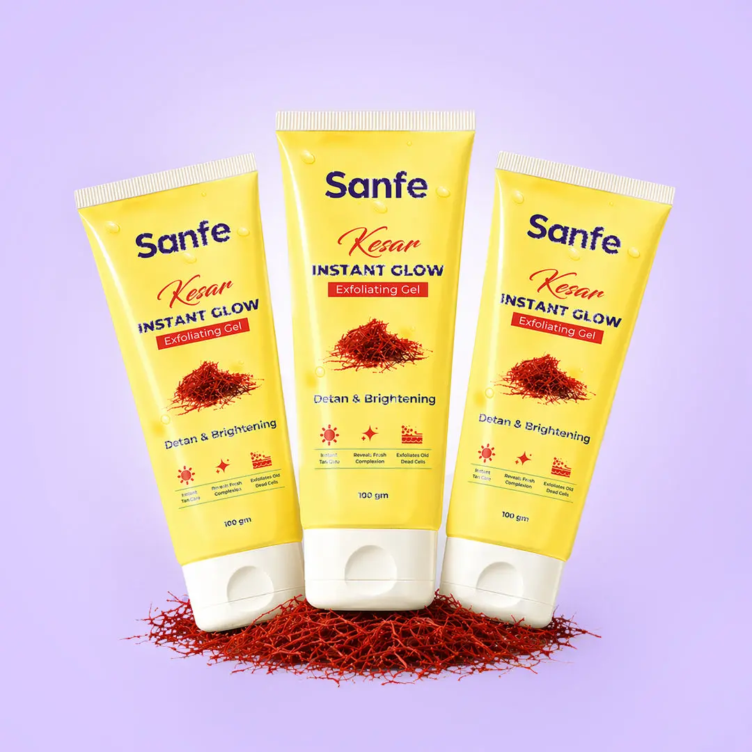 Sanfe Kesar Instant Glow Exfoliating Gel - 100G (Pack Of 3) 1
