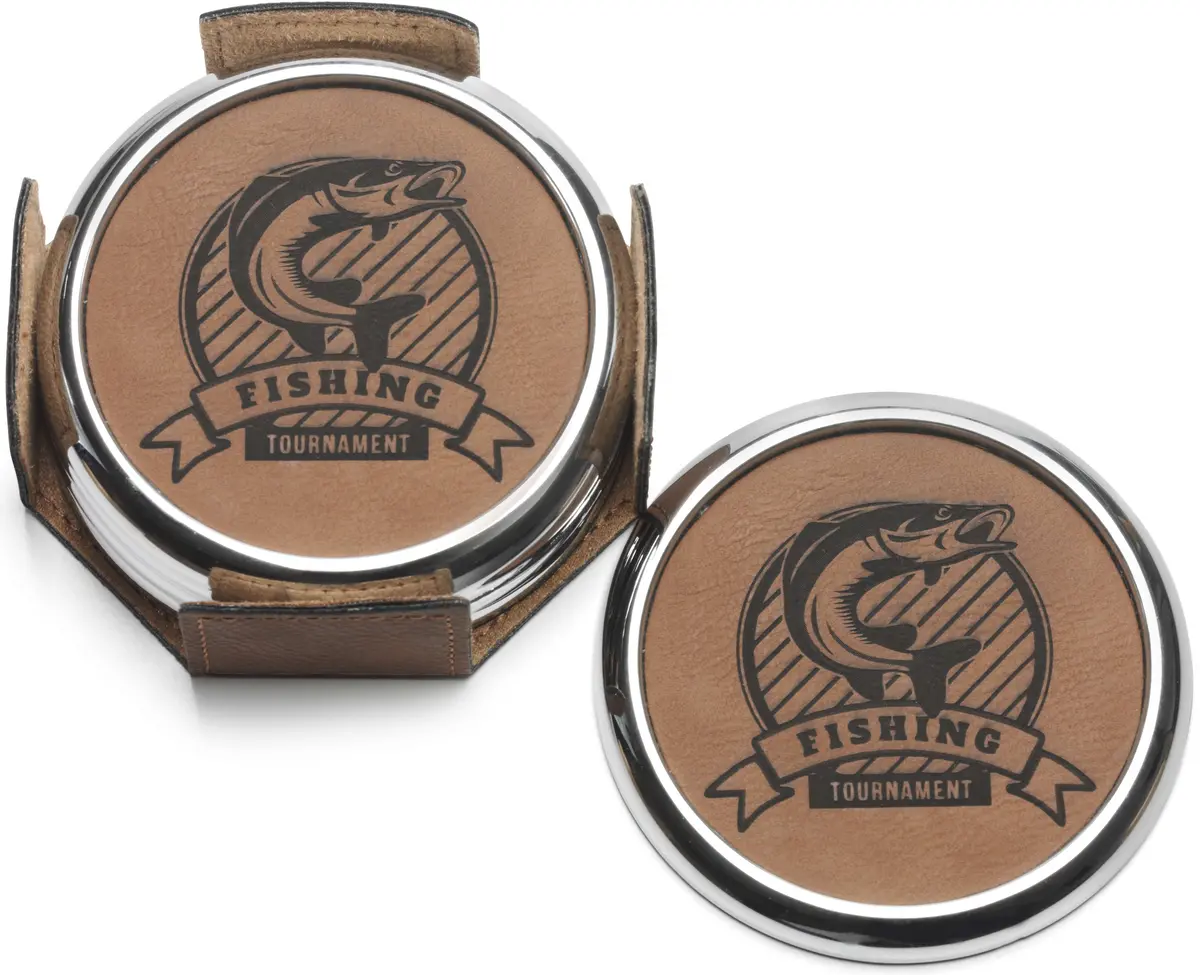 Rawhide Leatherette Coaster Set 1
