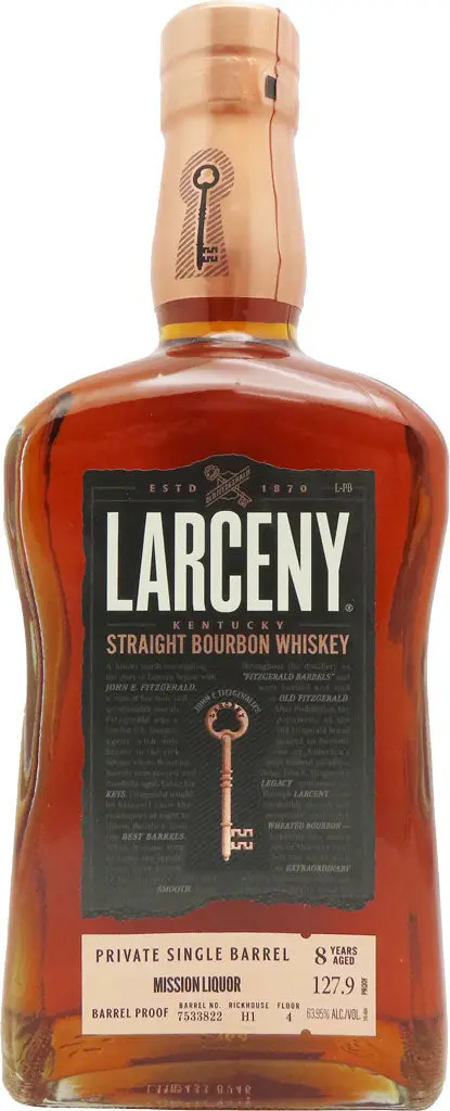 Larceny Barrel Proof Mission Exclusive Private Single Barrel Bourbon 8 Year Old 750Ml 1