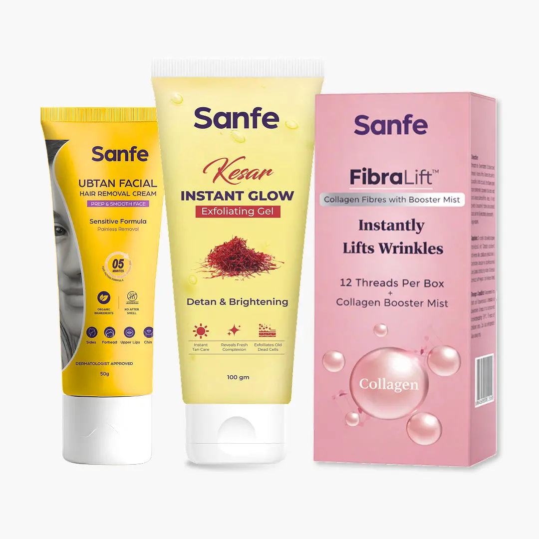 Sanfe Complete Facial Care Combo – Hair Removal, Instant Lift & Glow Exfoliation 1