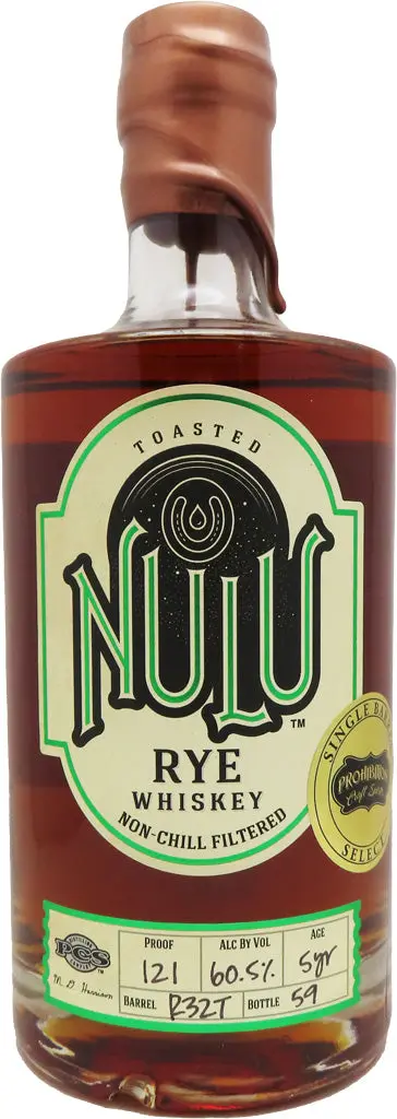 Nulu Prohibition Craft Spirits Toasted Single Barrel Rye 121 Proof 750Ml 1