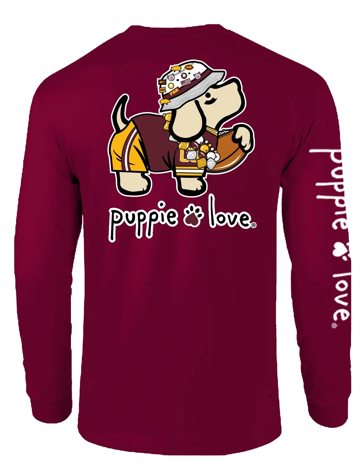 Burgundy And Gold Mascot Pup, Adult Ls 1